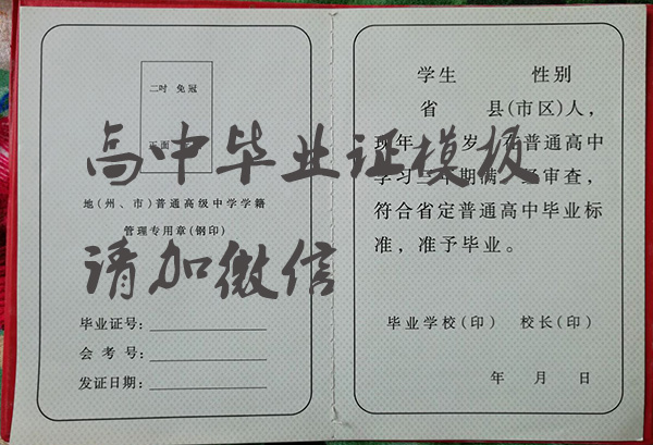 甘肅省武威市2000年高中畢業證內芯